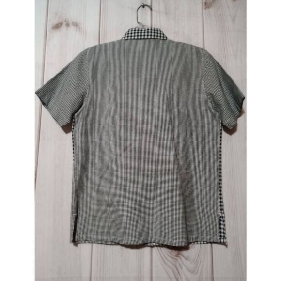 Classic Elements Shirt Ladies Extra Small Petite Black Gingham Button Front Embr - Picture 2 of 8